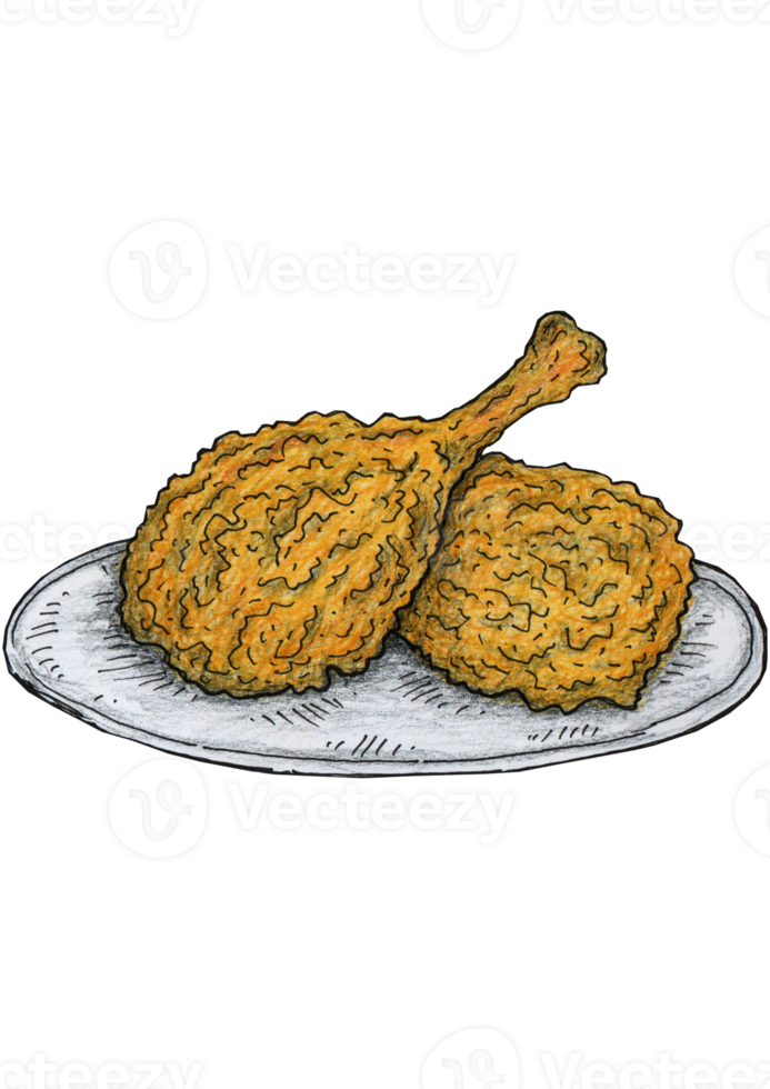 hand drawn illustration of fried chicken png