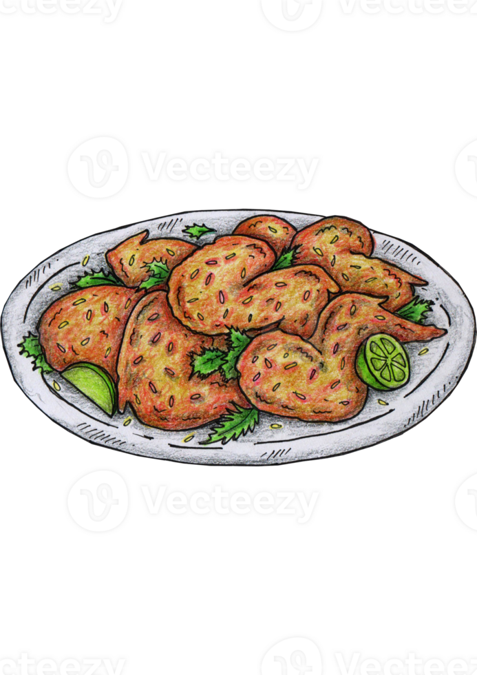 hand drawn illustration of sweet and spicy chicken wings png