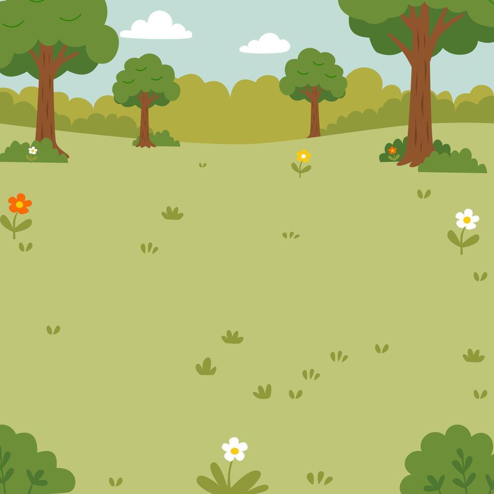 flat outdoor forest illustration suitable for playground theme vector