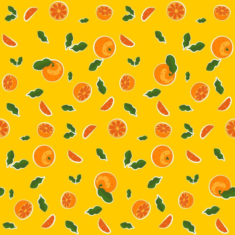 Orange fruit pattern seamless in background yellow suitable for fabric pattern or book covers vector