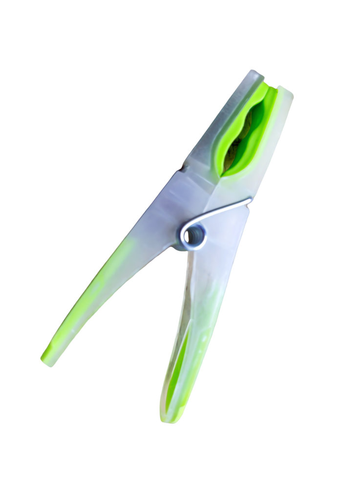Clothespin of white and light green color isolated on transparent background png
