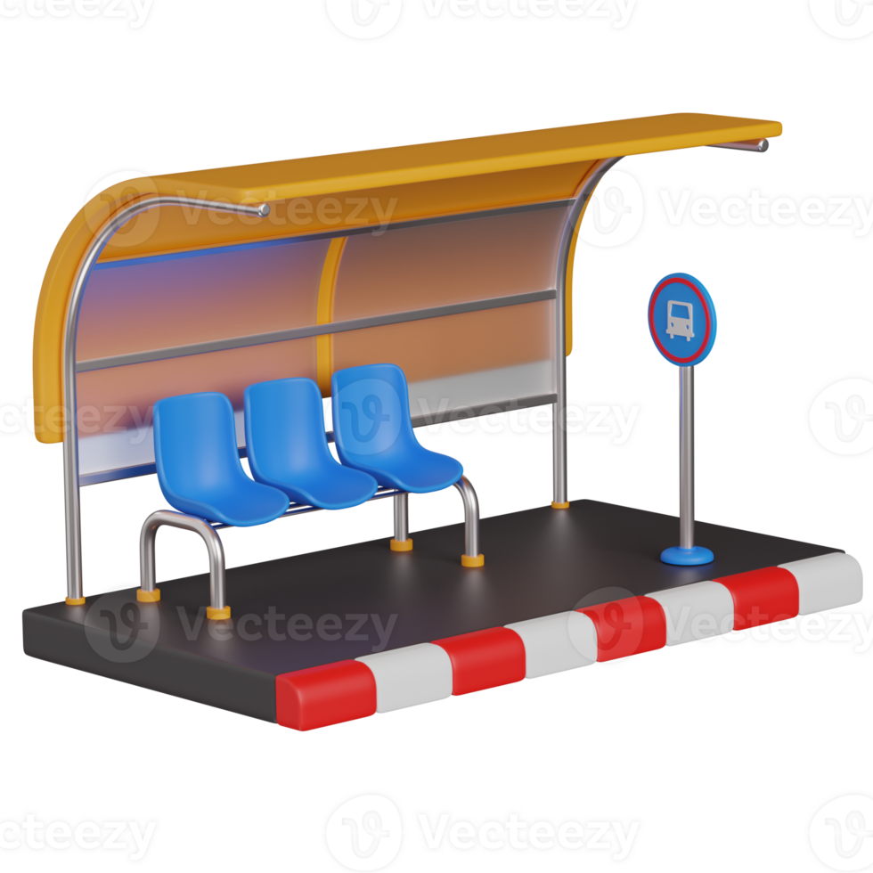 3D render Bus Stop Illustration png