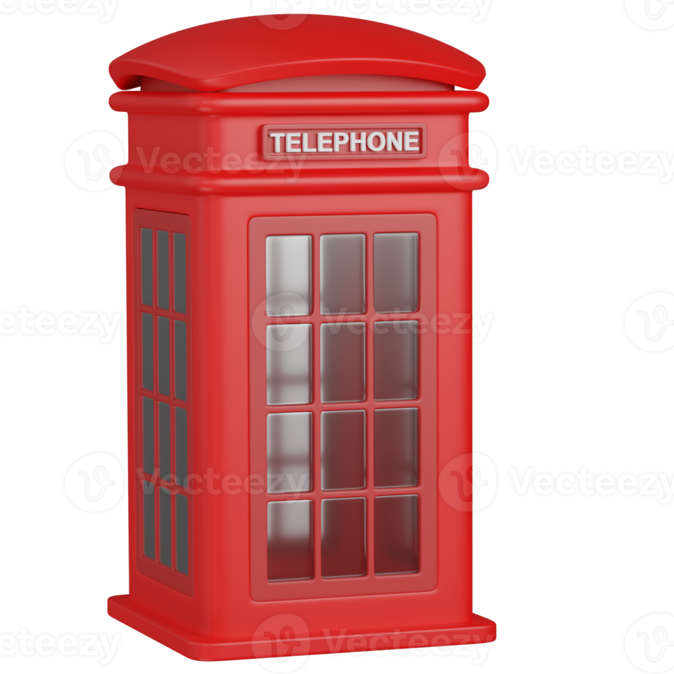3d render Red Telephone Box icon png
