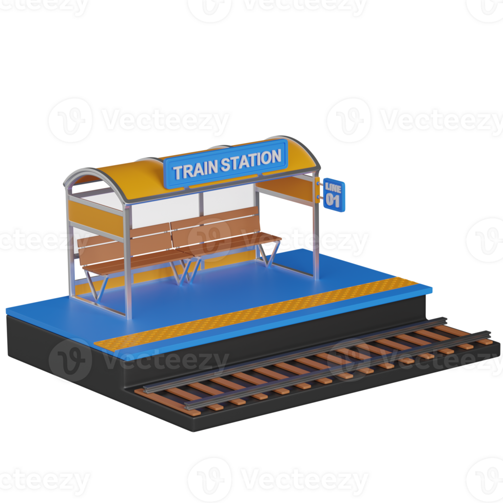 3d render Train Station Illustration png