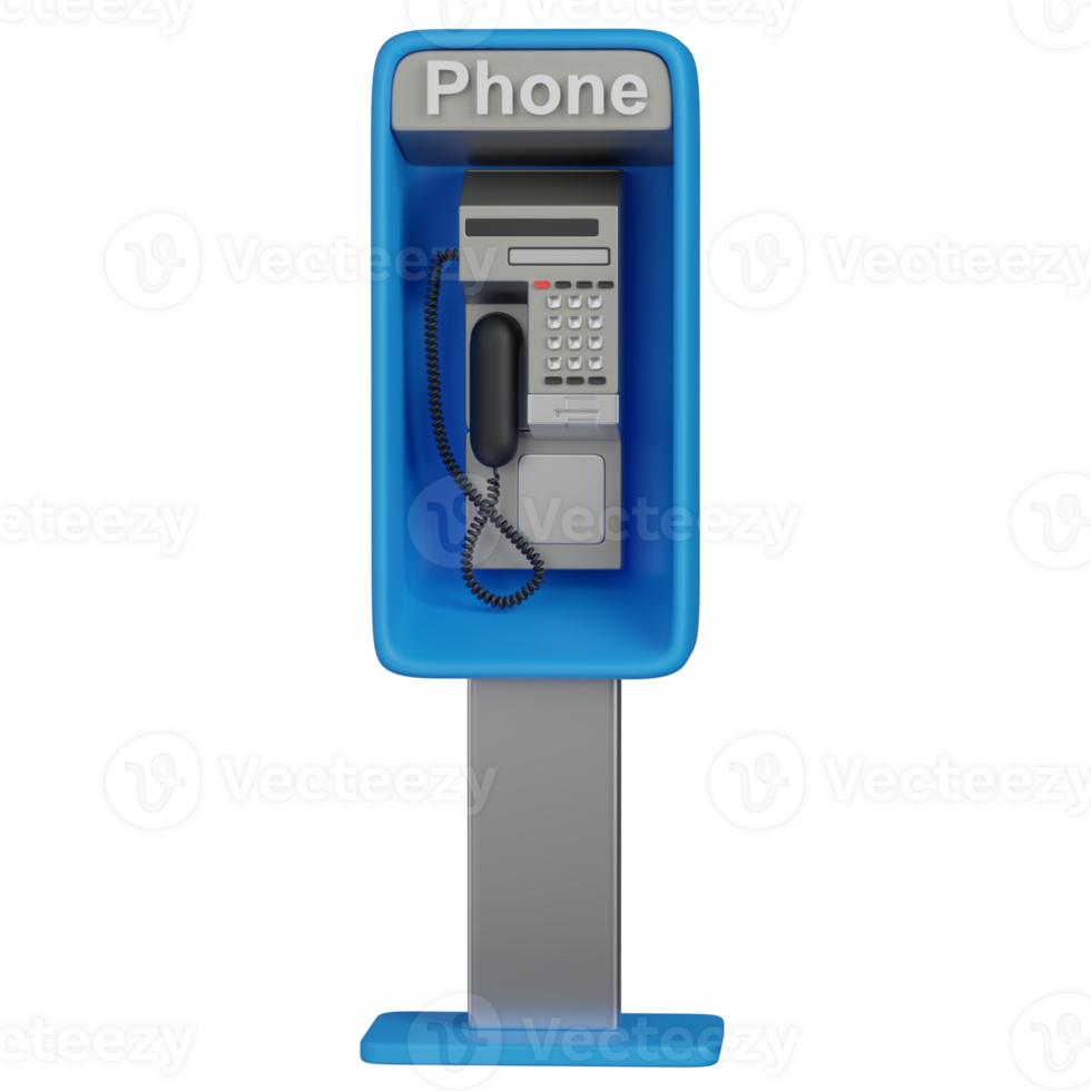 3D Render of a Blue Public Phone Booth png
