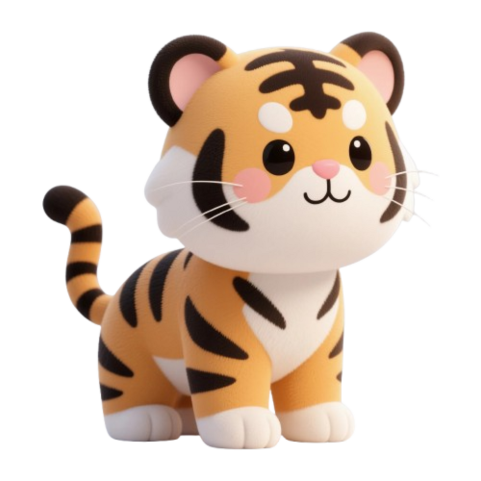 Playful 3D Tiger Cub Image in Cute Cartoon Look png