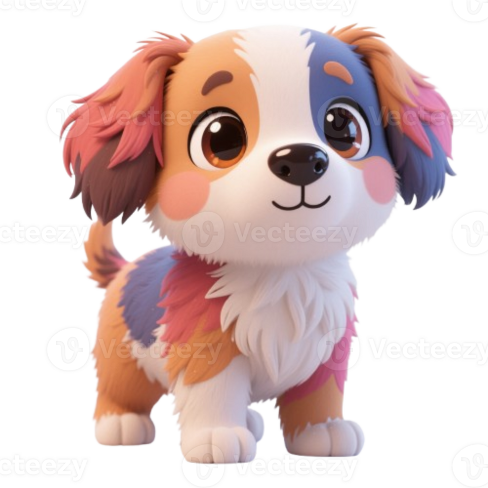 Cute Adorable 3D Cartoon Dog Sitting with Happy Expression png