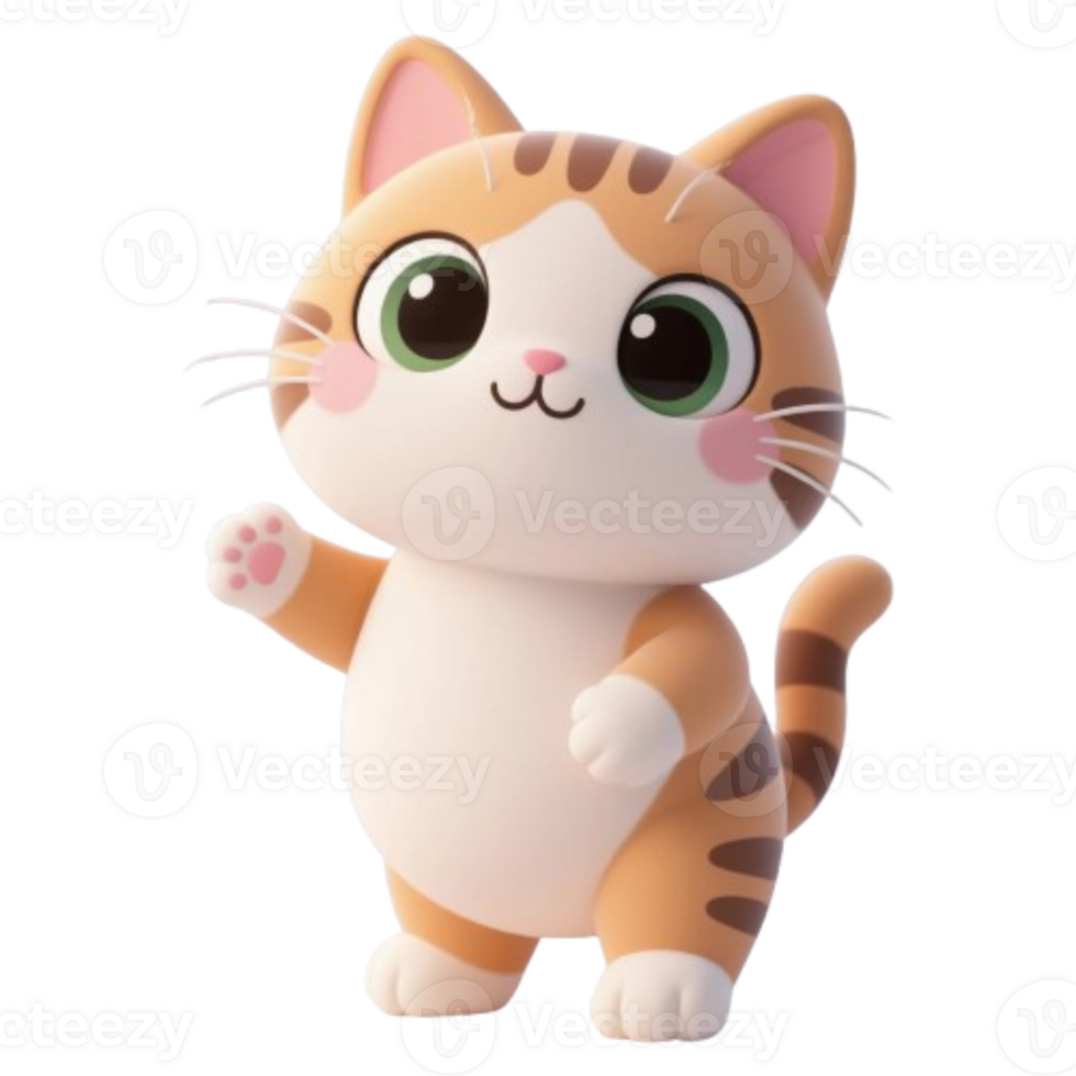 Cute kitten 3D cartoon image png