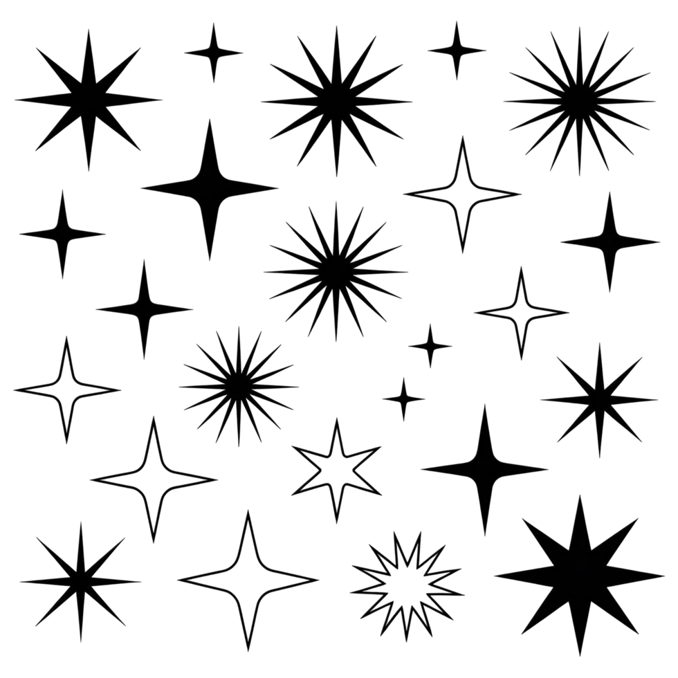 a collection of stars isolated on a transparent background png