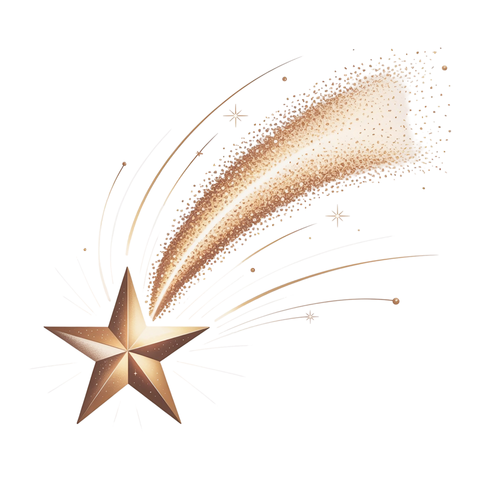 a radiant golden shooting star with a long png