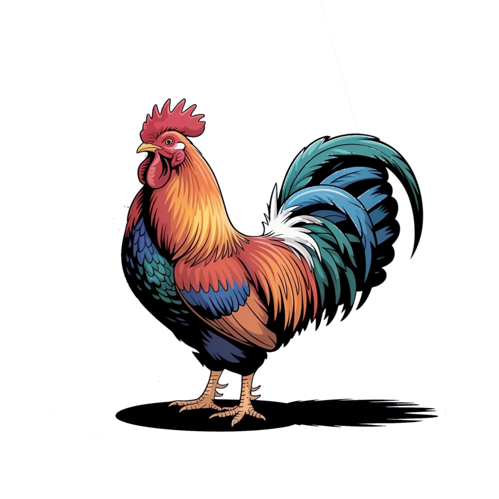 a proud rooster bathed in a dramatic spotlight png