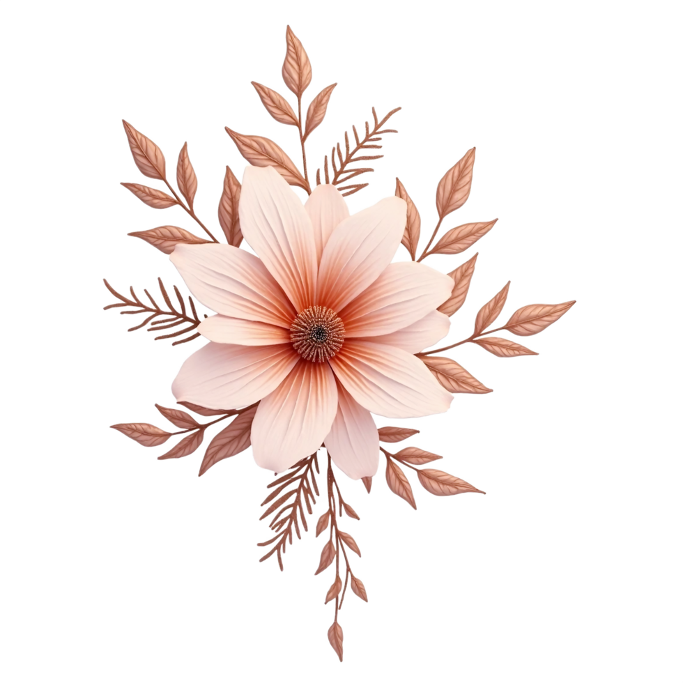 Elegant Rose Gold Floral Illustration png