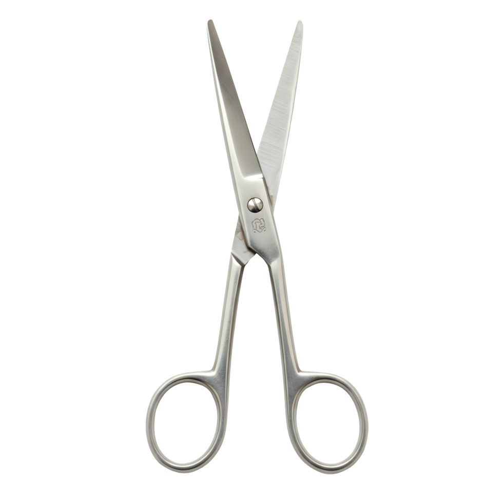 Silver Metal Scissors on Transparent Background png