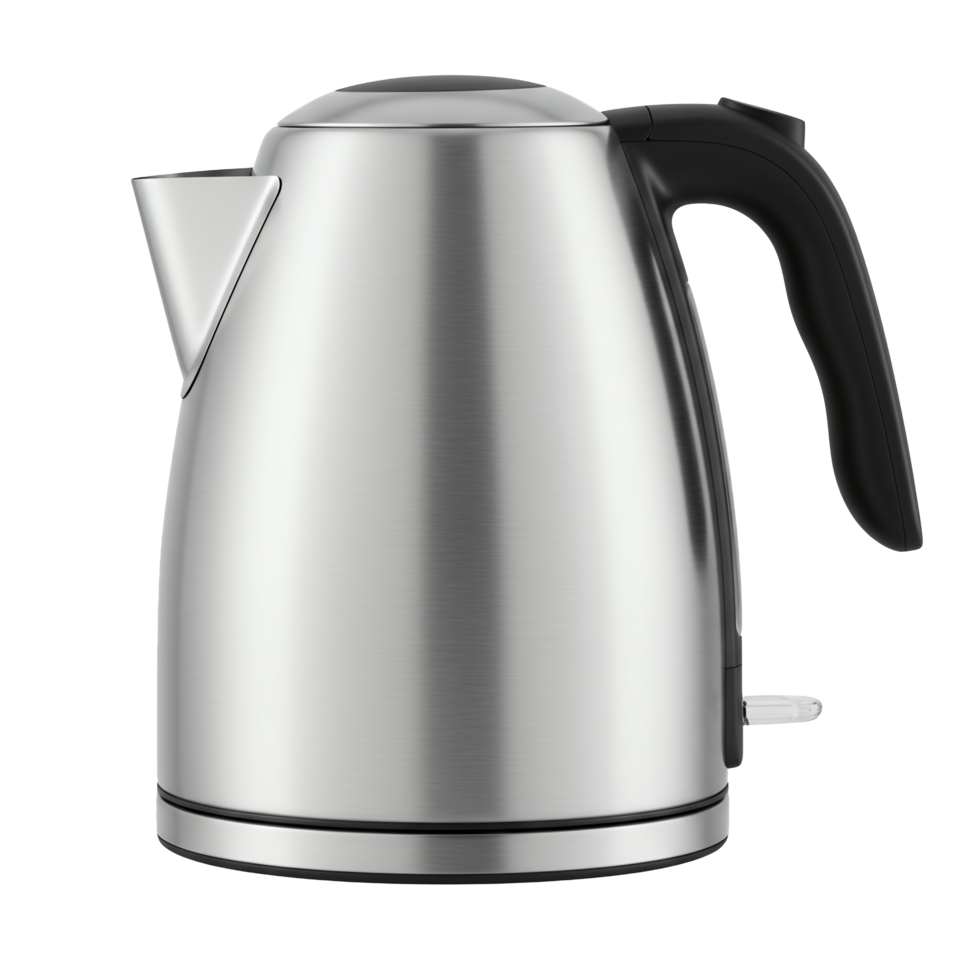 Sleek Stainless Steel Electric Kettle with Black Handle png