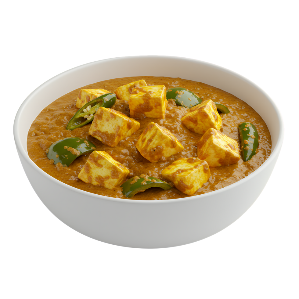Creamy Paneer Curry in White Bowl Indian Cuisine png