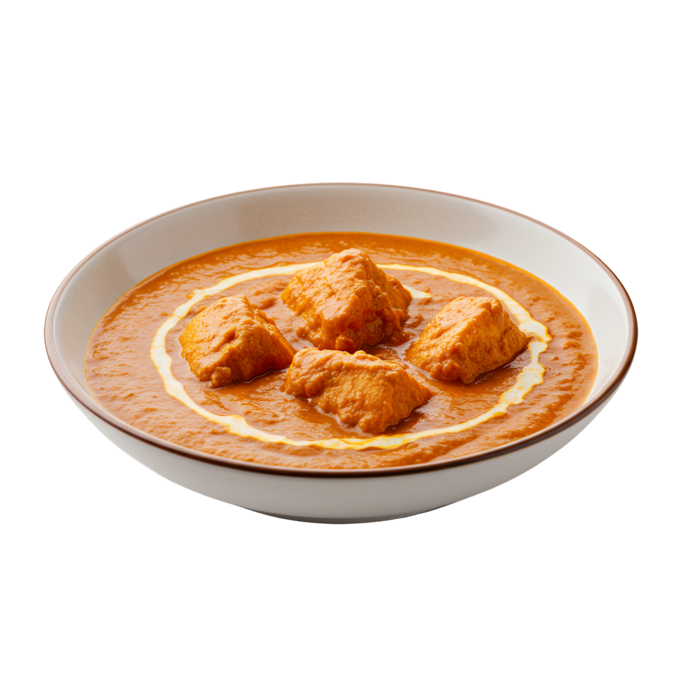Creamy Orange Chicken or Tofu Curry in a White Bowl png
