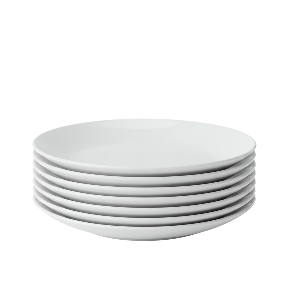 Stack of White Plates on Transparent Background png