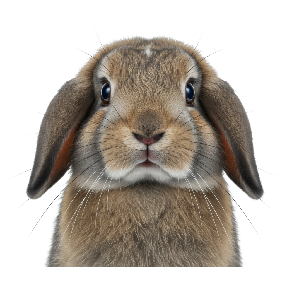 Close Up Portrait of a Brown Lop Eared Rabbit png