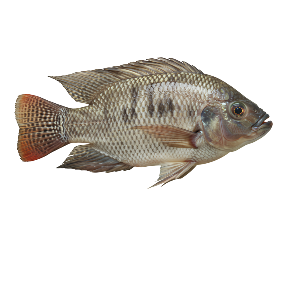 Gray Tilapia Fish on Transparent Background png