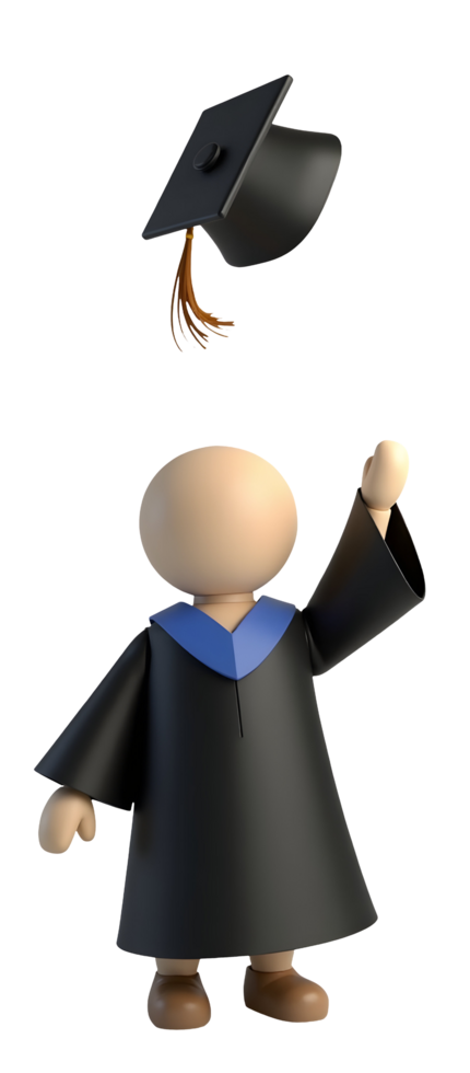 Happy graduate celebrates graduation, tossing cap with great joy and achievement png