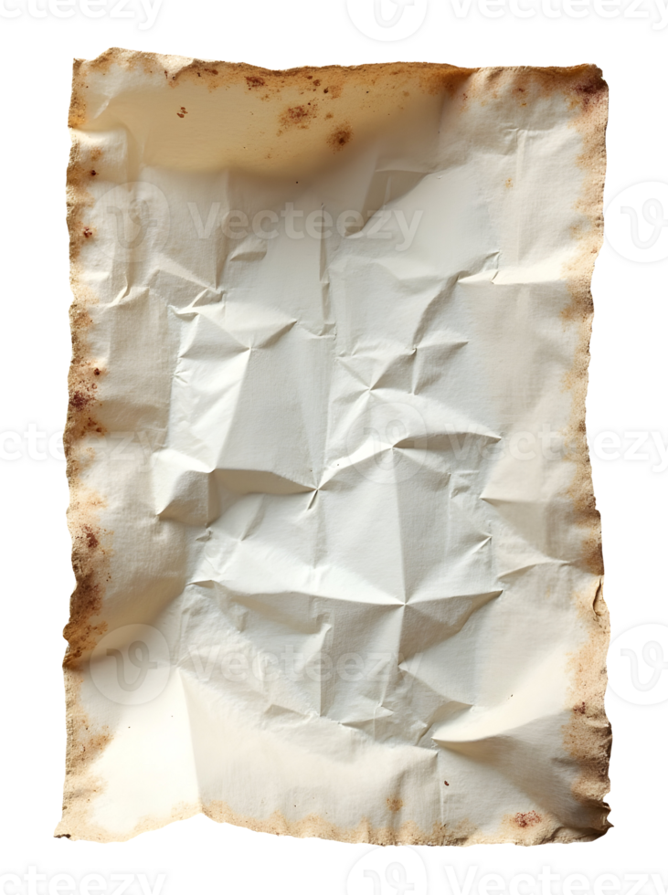 Aged crinkled paper surface with worn, distressed, and vintage feel for backgrounds png
