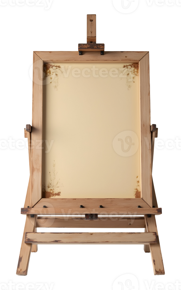 Empty wooden easel patiently awaits creative artistic expression on its blank canvas png
