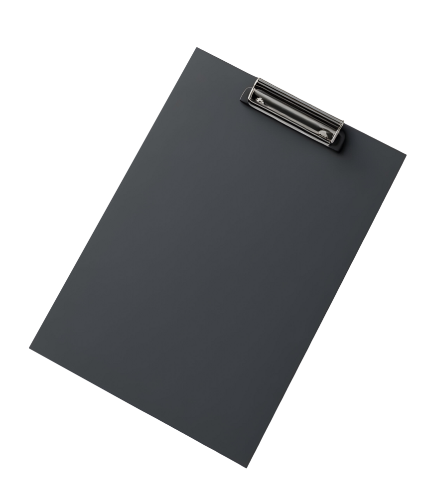 Empty dark gray clipboard inspires focused note taking and efficient business tasks png