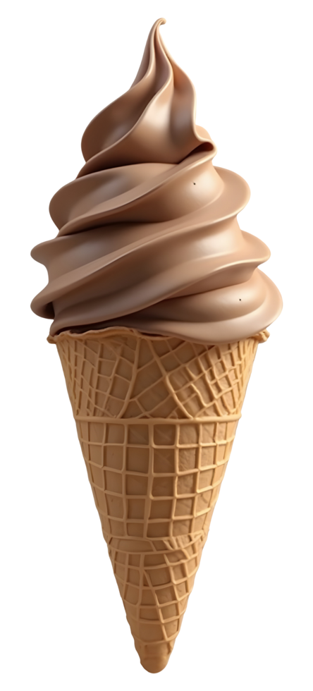 Delightful chocolate ice cream cone with creamy soft serve, perfect for sweet treat png