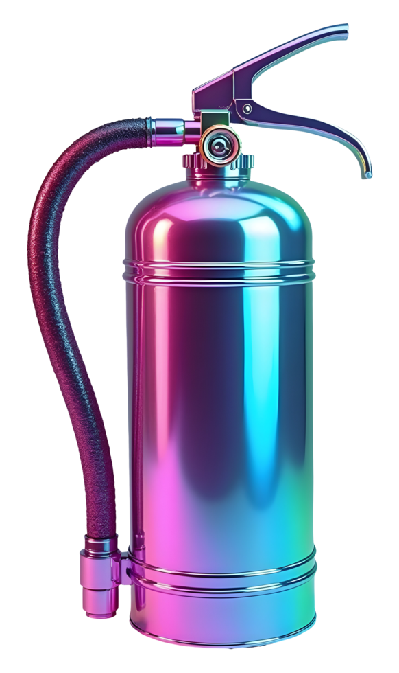 Vibrant iridescent fire extinguisher gleams, ready for emergency protection png