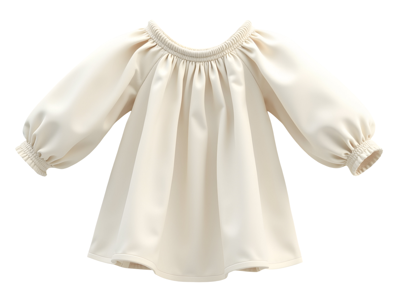 Cream off shoulder blouse with puff sleeves, soft and stylish for child comfort png