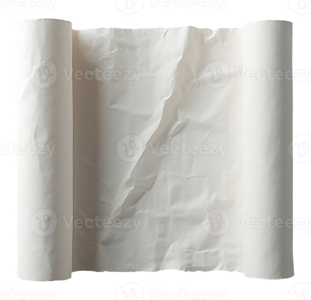 Simple white rolled paper scroll presents blank background for your creative concept png