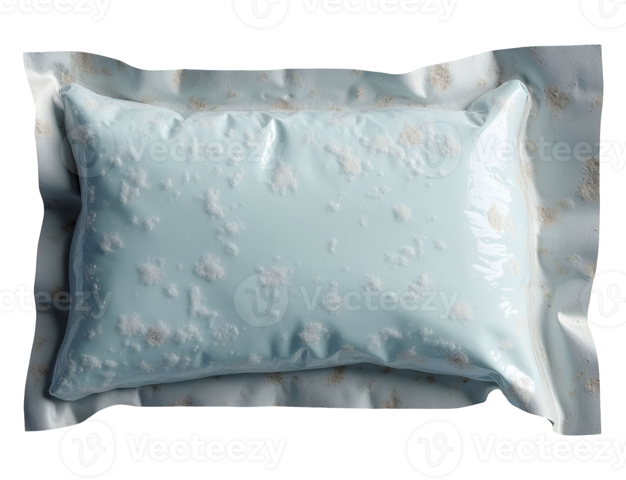 Light blue frozen package, covered with ice crystals, appears chilled and ready png