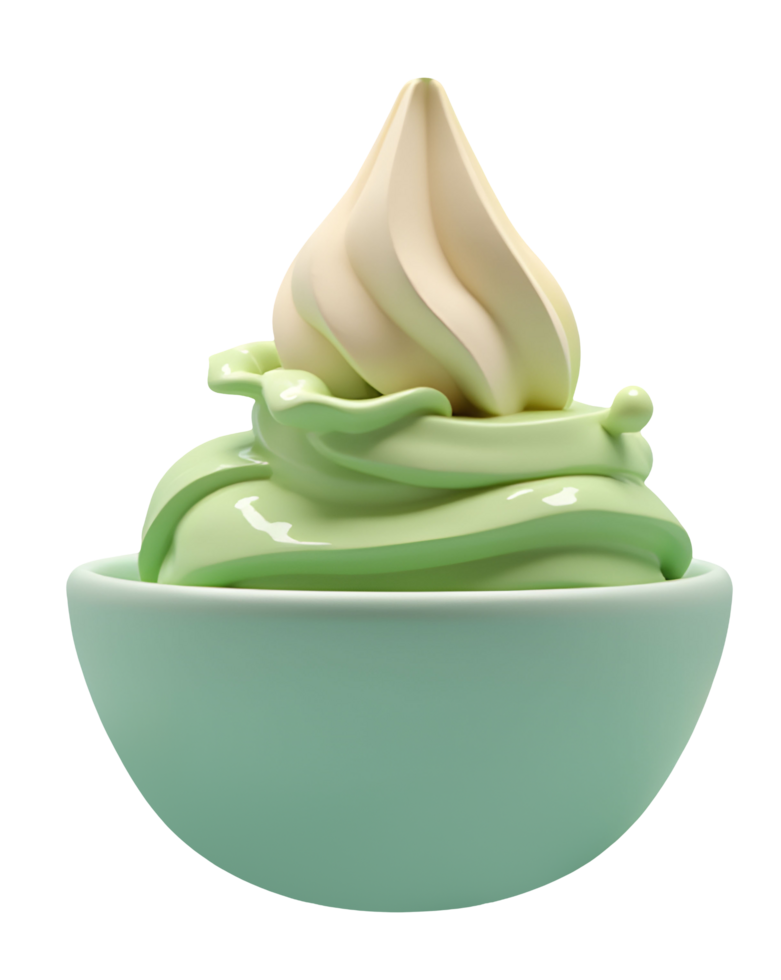 Delicious soft serve dessert in mint bowl brings happy, refreshing feeling png