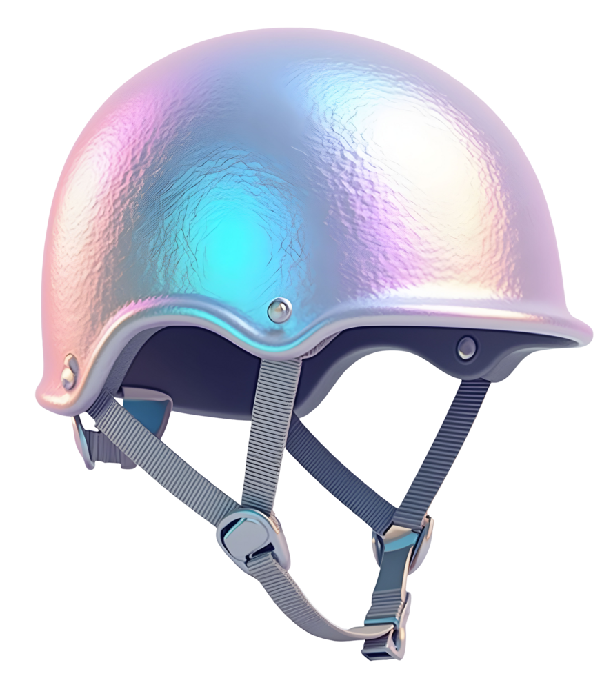 Iridescent safety helmet glows with vibrant color, offering stylish protection png