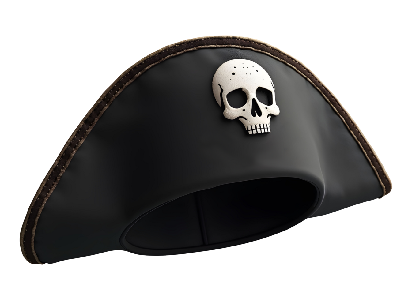 Classic black pirate hat with distinct white skull emblem. Ready for adventure png