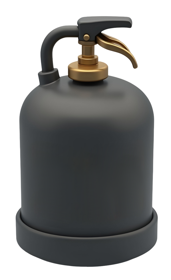 Dark grey dispenser bottle, sleek and elegant, offering convenient liquid storage png