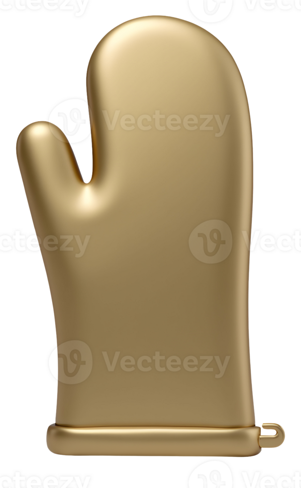 Golden oven mitt for safe cooking in kitchen, offering touch of luxury png