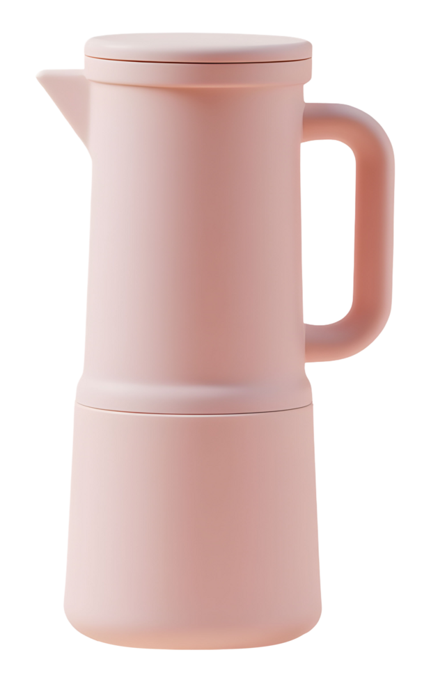 Charming pink coffee pot offers warmth and comfort for enjoyable morning brew png