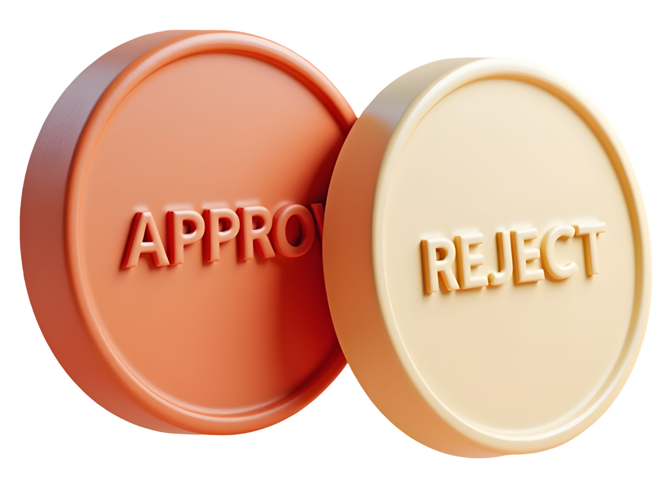 Orange approve and cream reject tokens represent clear choice png
