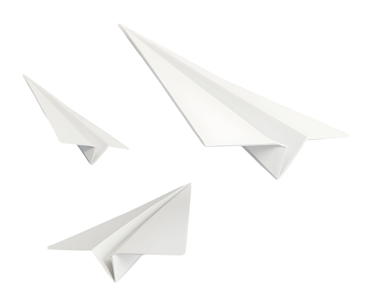 White paper airplanes soar with hopeful aspirations on creative journey png