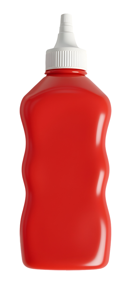 Vibrant red sauce bottle, convenient plastic food condiment packaging, perfect png