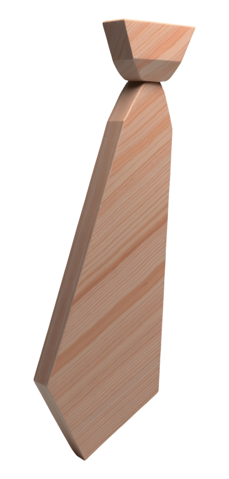 Unique wooden necktie features natural wood grain, perfect for distinctive style png