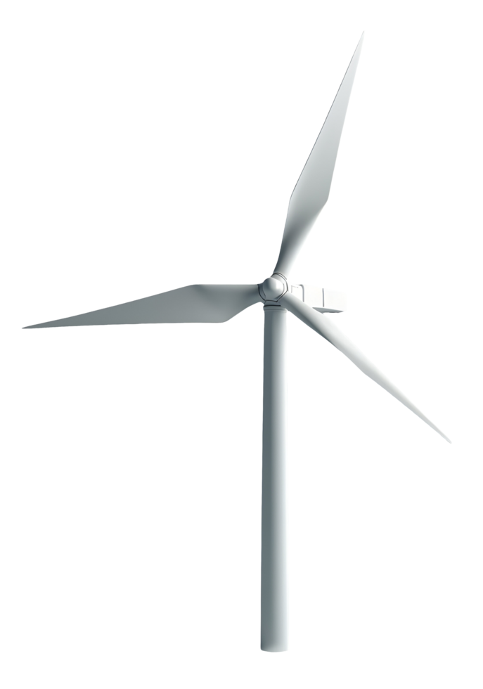 White wind turbine generates clean renewable power for sustainable future png