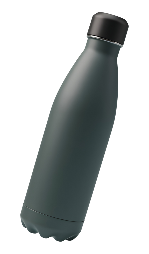 Dark reusable hydration bottle, promoting healthy lifestyle and refreshing moments png