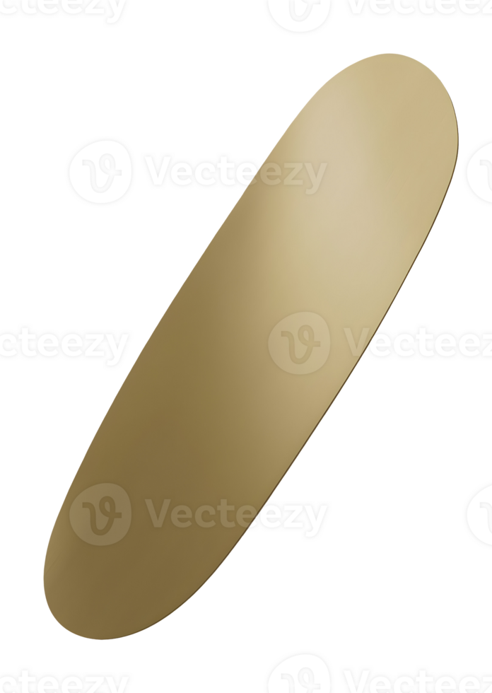 Golden oval shape with smooth, sleek design creates calm abstract form png