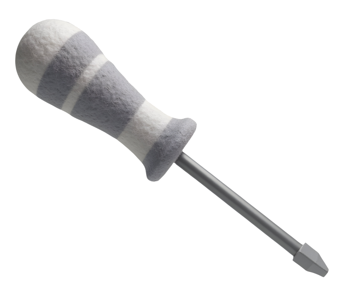 Grey and white striped screwdriver with comfortable handle for easy grip and use png