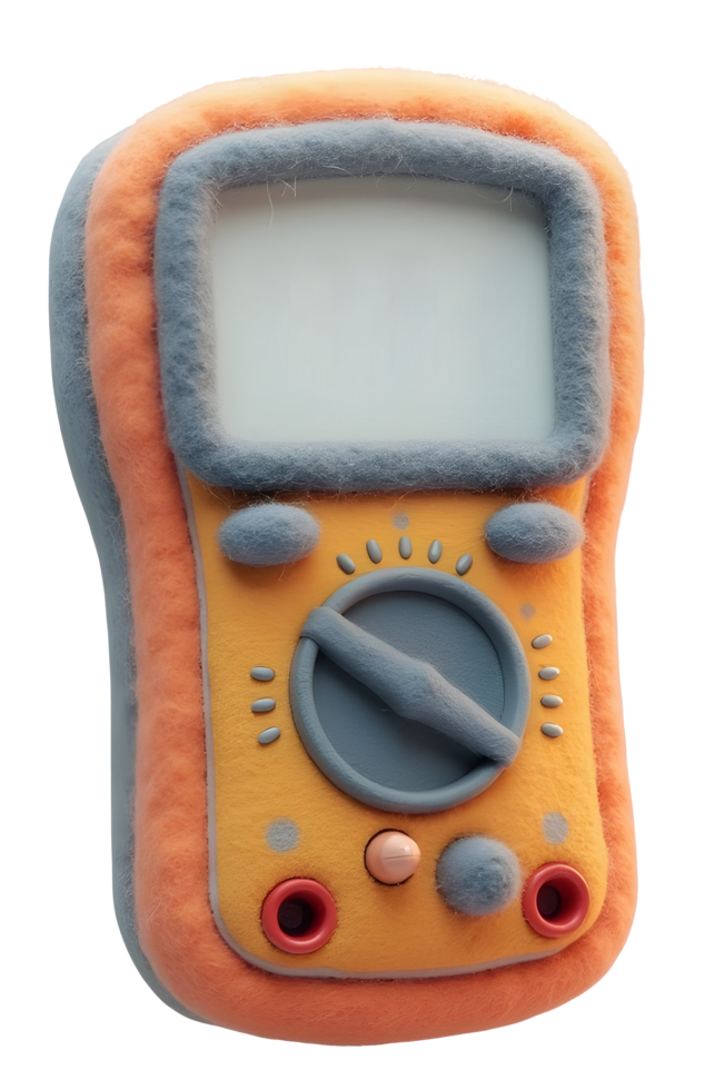 Fuzzy multimeter with orange and gray soft texture, cozy and playful design png