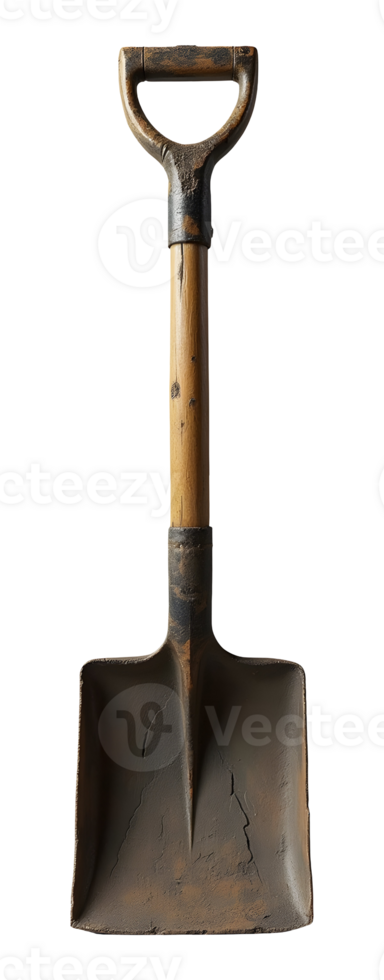 Worn, dirty shovel, trusty tool for diligent gardening and excavation work png