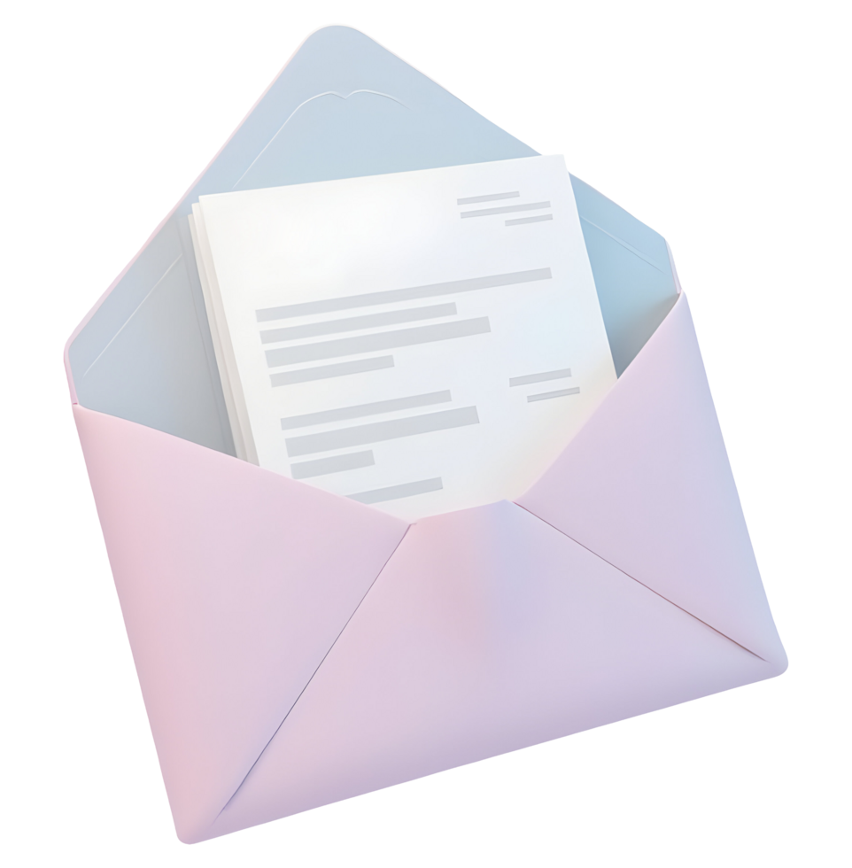 Soft pink envelope contains an important letter, suggesting delightful anticipation png