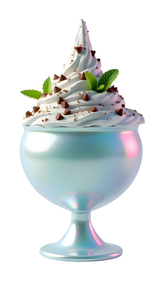 Delicious frozen dessert swirled with toppings, presented in an elegant bowl png